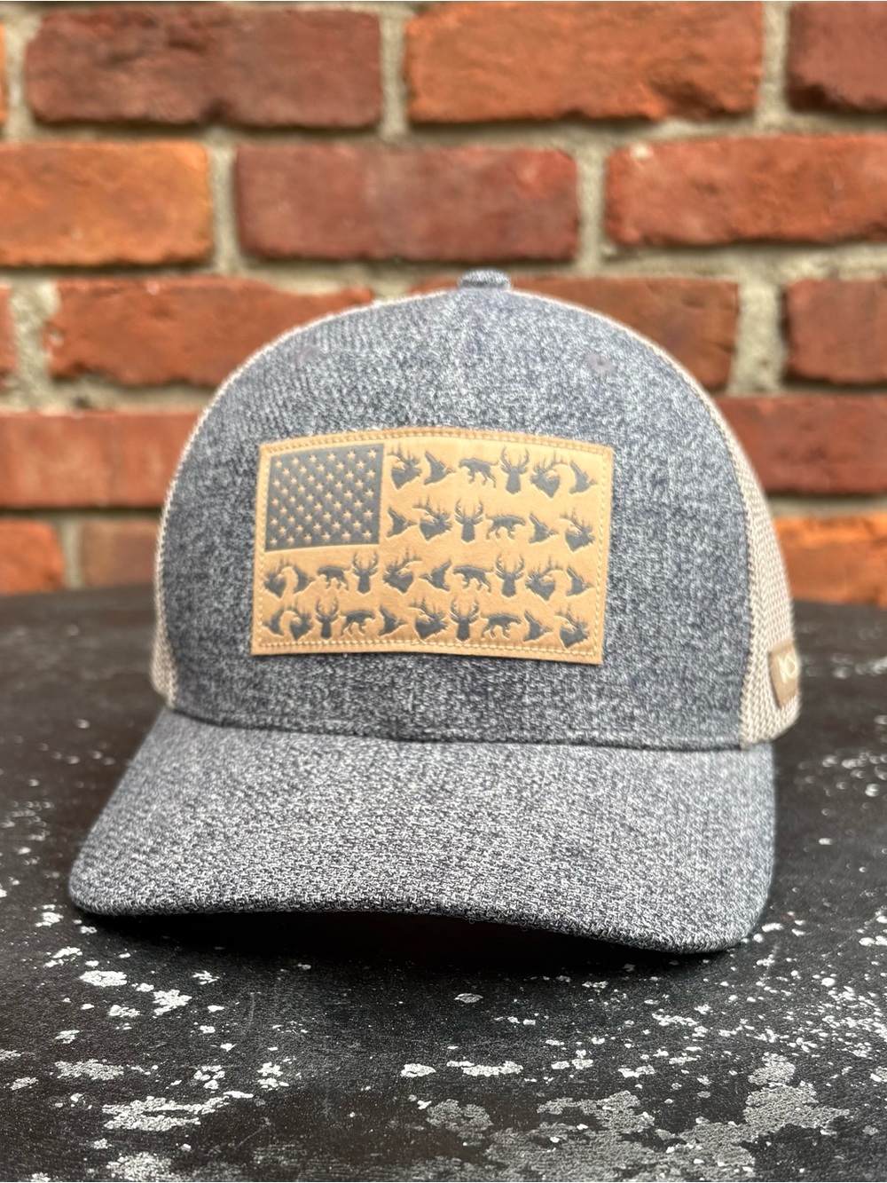 PHG Men's Gray FlexFit Flag with Fish Hat
